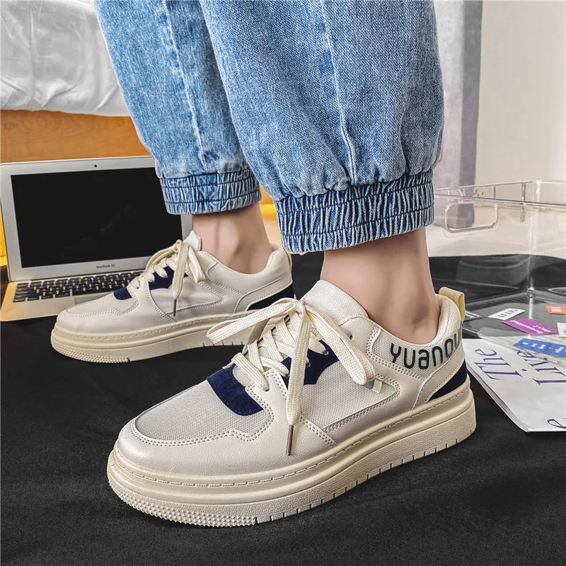 

2021 Men's Casual Shoes Lightweight Breathable Men Shoes Flat Lace-up Tenis Masculino Mens Sneakers White Business Travel Shoes