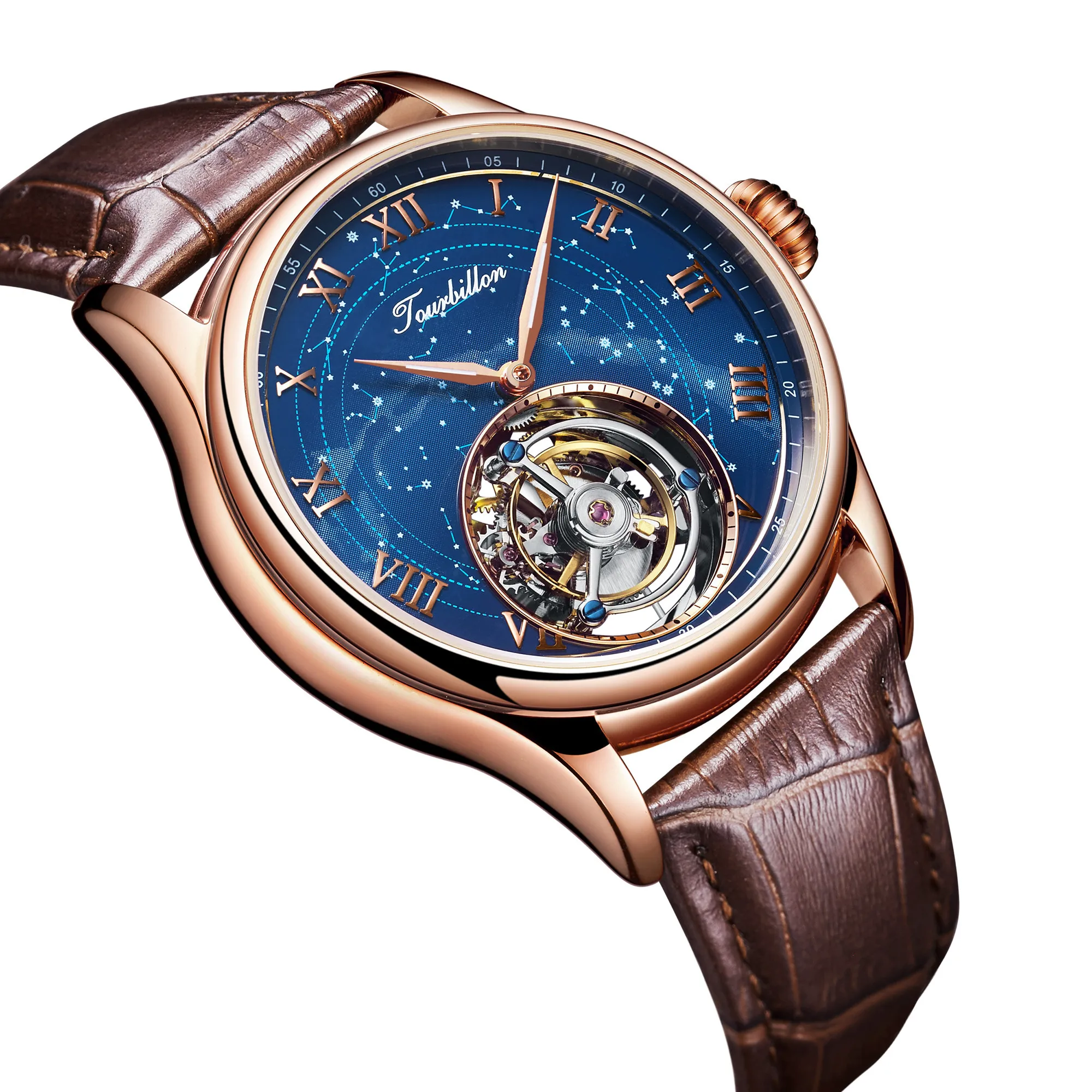 Guanqin Real Tourbillon Мужские часы механические лучший бренд Роскошные мужские