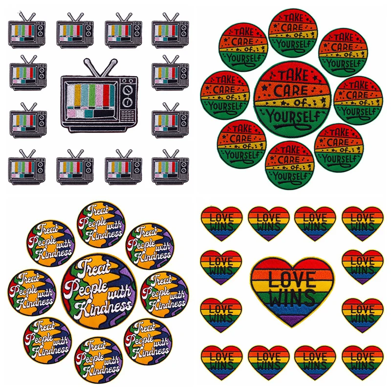 10 шт. аппликация ЛГБТ гордости вышитые нашивки на одежду Мультяшные радужные