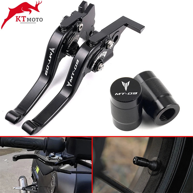 

Для мотоциклов Yamaha mt 09 MT-09 MT09 SP 2021-2023 2022, гоночная версия с ЧПУ, Короткие Рычаги тормозной муфты и колпачки клапанов шин