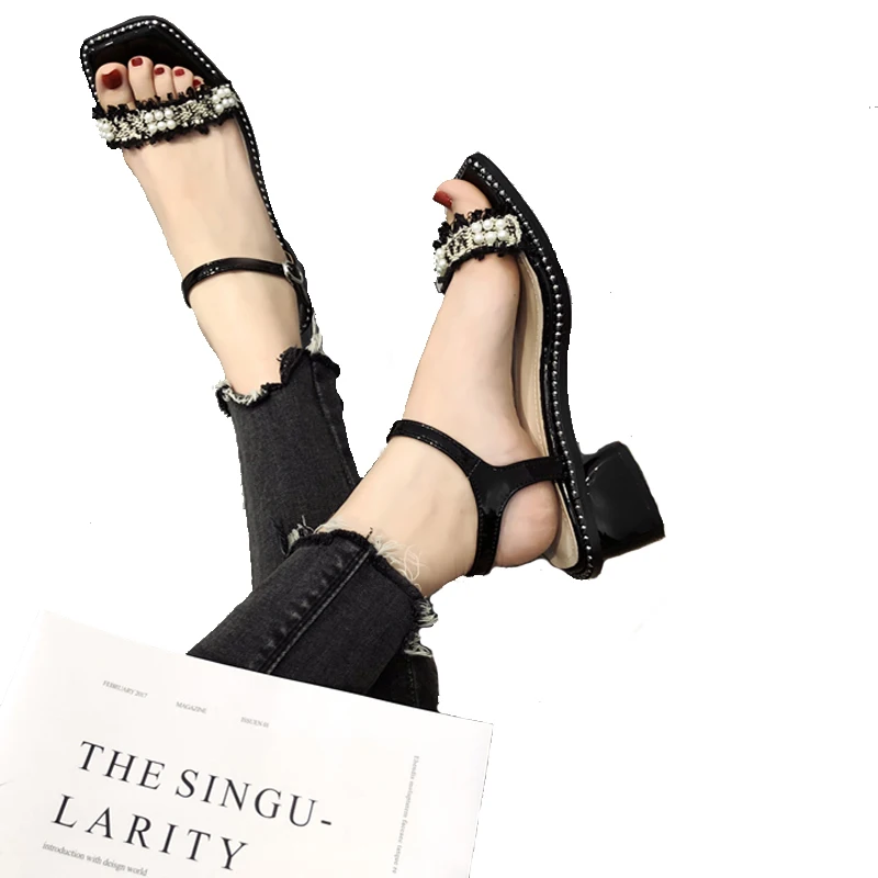 Женские босоножки обувь с открытым носком женские на квадратном каблуке женская