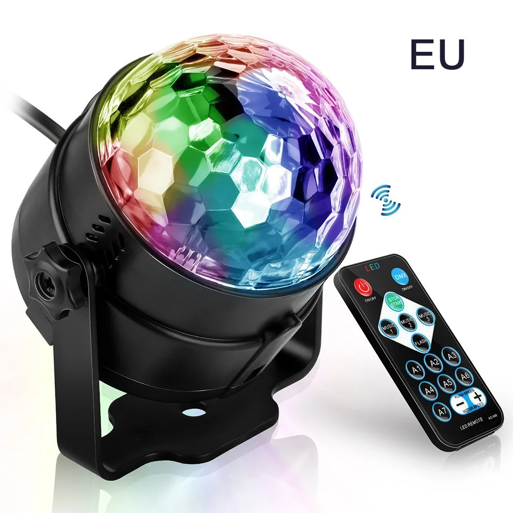 

Adjustable Sound Activated Party Lights with Remote Control Dj Lighting RBG Disco Ball Strobe Lamp Stage Par Light For Parties