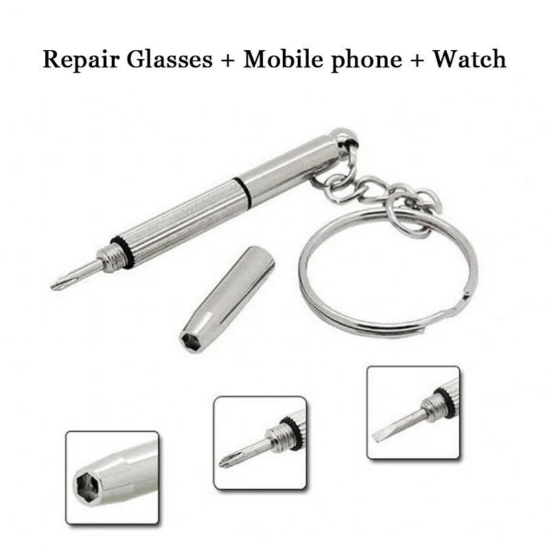

3 In 1 Eyeglass Screwdriver Portable Keychain Screwdriver Stainless Steel Phone Watch Screwdriver Watch Repair Kit Tools