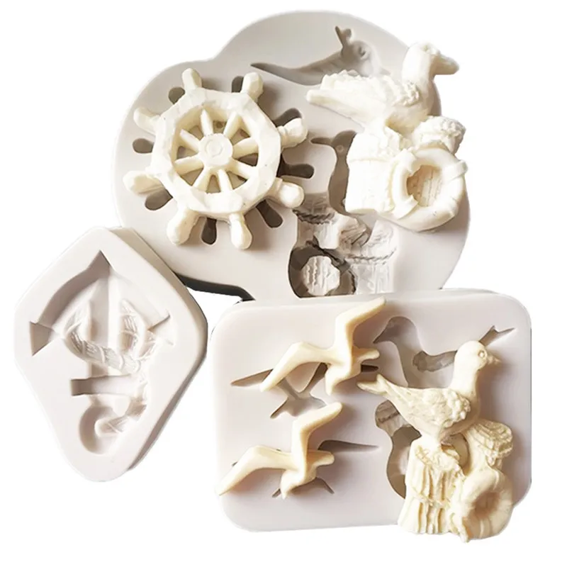 Силиконовая форма якорь чайки штукатурка из эпоксидной смолы для помадки торта