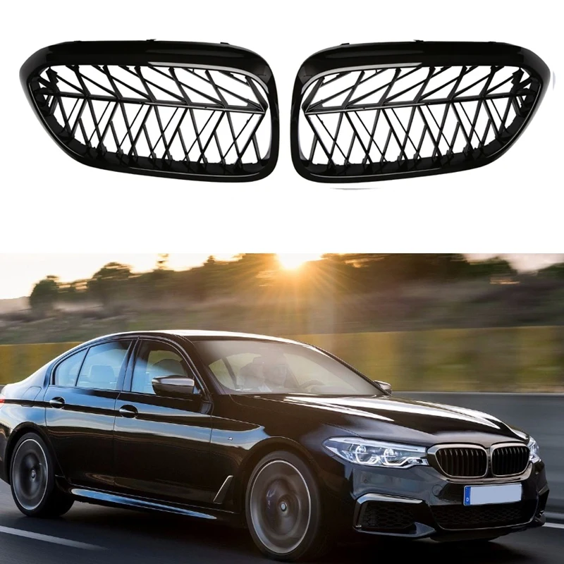 

Car Front Grille Kidney Grill Slat for BMW 5 Series G30 G31 G38 F90 M5 2018 2019 Gloss Black ABS Plastic