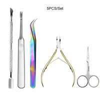 5 pcs nail tool sets manicure tool set nail scissors nail clippers stainless steel push tweezers manicure tools for nails sets