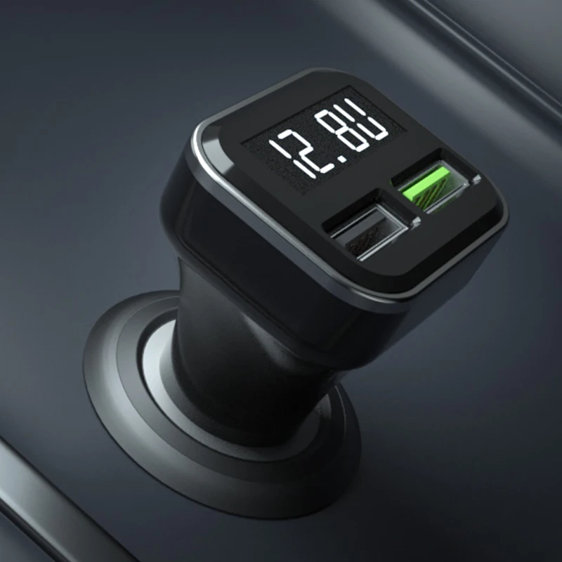 QC3.0 устройство для автомобиля с двумя портами USB Зарядное устройство 2 Порты и разъёмы с светодиодный Дисплей 12-24V гнездо для автомобильного прикуривателя для мобильного телефона планшеты и т. д