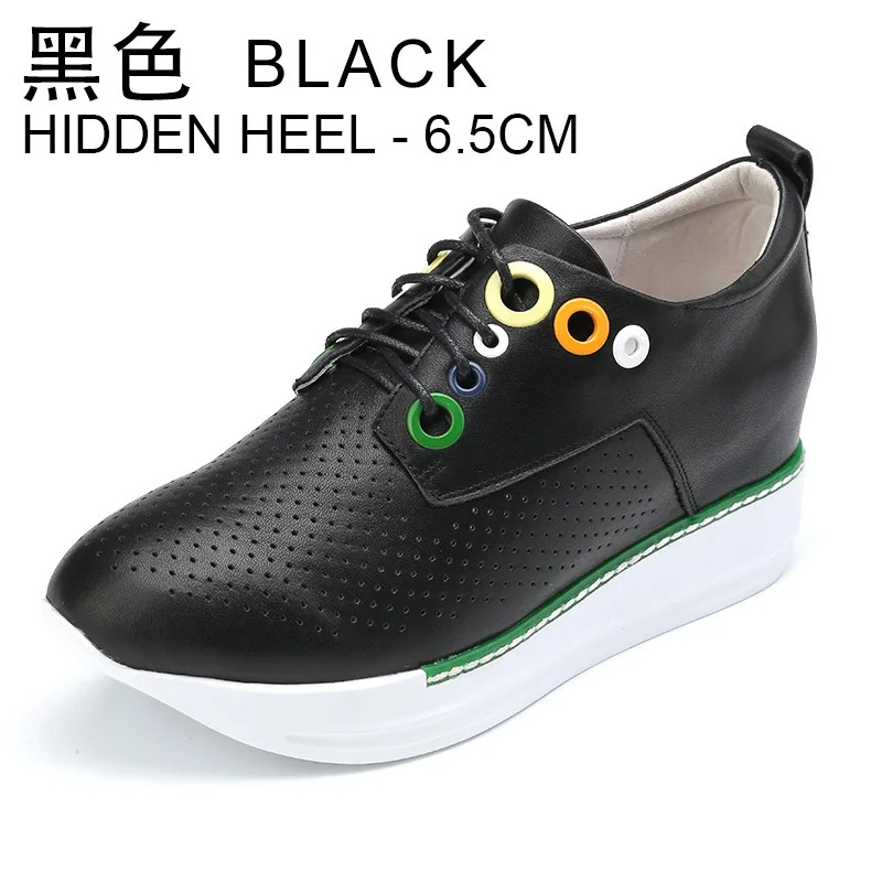 1703-5 Black INOE/модные весенние повседневные кроссовки из натуральной коровьей кожи; Женская Осенняя обувь на скрытом каблуке; обувь для отдыха; Цвет черный, белый, красный; распродажа - Цвет: 1703-5 Black