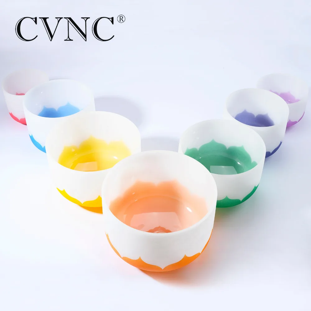 CVNC "-12" чакра настроенная Набор из 7 шт матовые кварцевые хрустальные поющие чаши