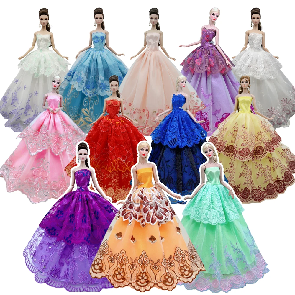 

NK Newest Fashion Princess Doll Wedding Dress Noble Party Gown For Barbie Doll Accessorie Fashion Design Outfit Gift JJ