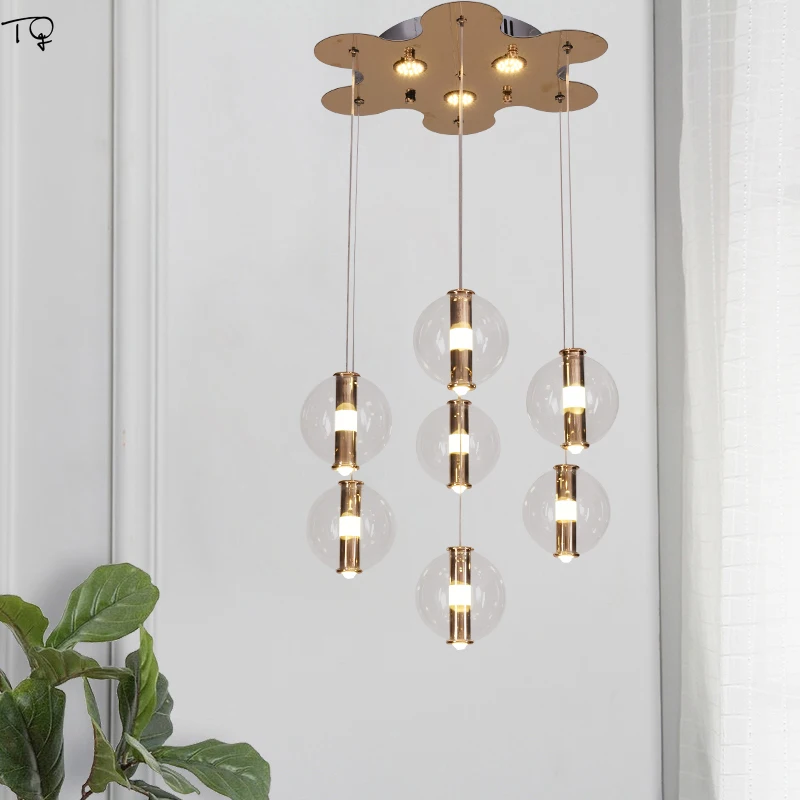 

Nordic Post Modern Gold Lustre Transparent Glass Ball Led Pendant Lights Individual Dining Room Restaurant Coffee Living Room