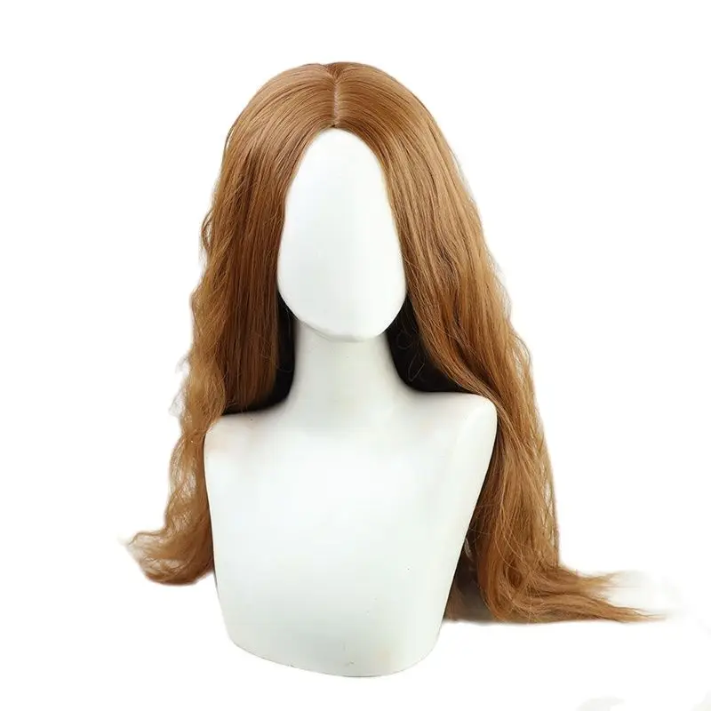Wanda Vision 60cm Long Wavy Cosplay Wig Scarlet Witch Heat Resistant Synthetic Hair Perucas Cosplay Wigs + a wig cap