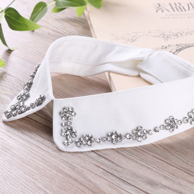 Neckline Fake Collar Женская шифоновая рубашка с воротником, искусственный воротник, стразы, оборки, кружево, цветочный рисунок, вырез с отворотом, ложный съемный воротник, блузка, топы - Цвет: Neckline Fake Collar