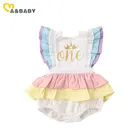 Ma  Babyкомбинезон для новорожденных девочек 0-18 месяцев, комбинезон принцессы с оборками, одежда для маленьких девочек на 1 день рождения с надписью