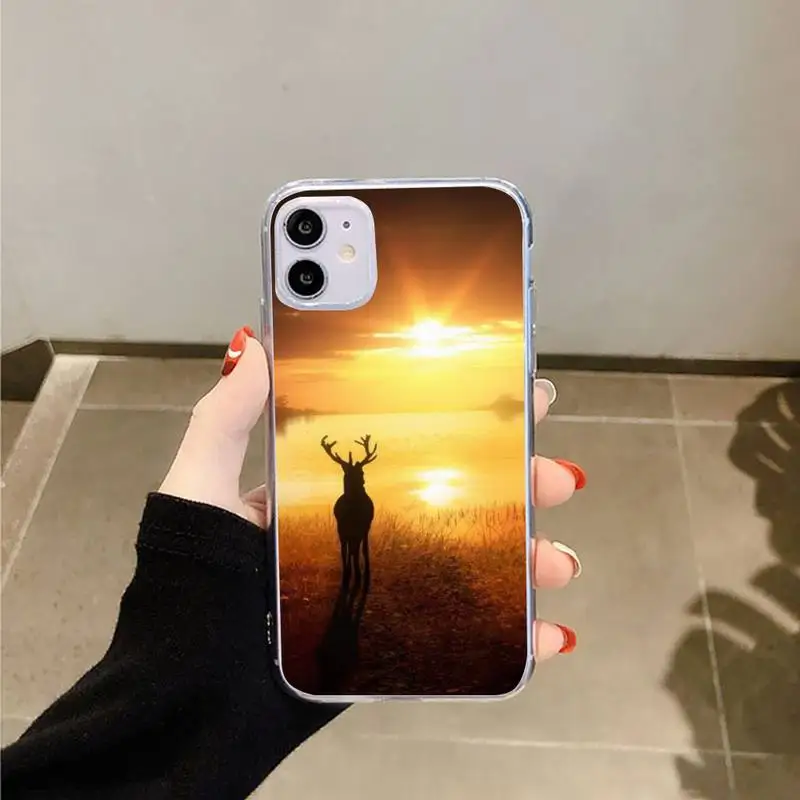 

Deer Hunting cute animal Phone Case Transparent for iPhone 6 7 8 11 12 s mini pro X XS XR MAX Plus