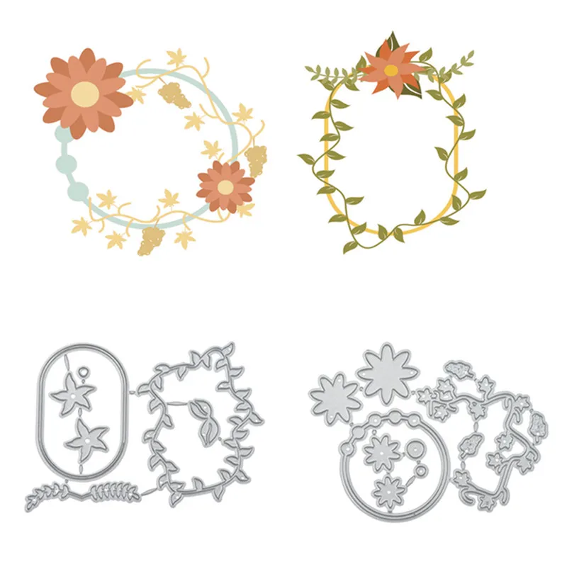 Naifumodo цветок Венок металлические Вырубные штампы тиснение трафарет скрапбук