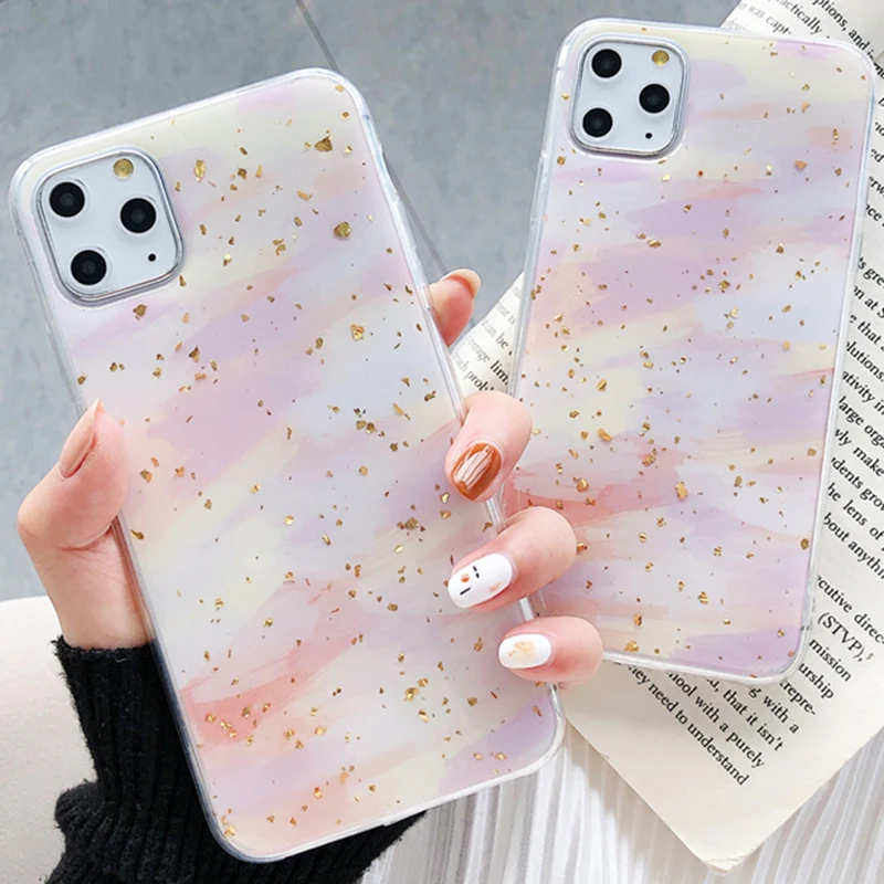 Золотой акварельный чехол с фольгой облачный для Huawei Honor 8X 9X 9 10 V9 V10 Mate 20 Pro P20 P30 Lite