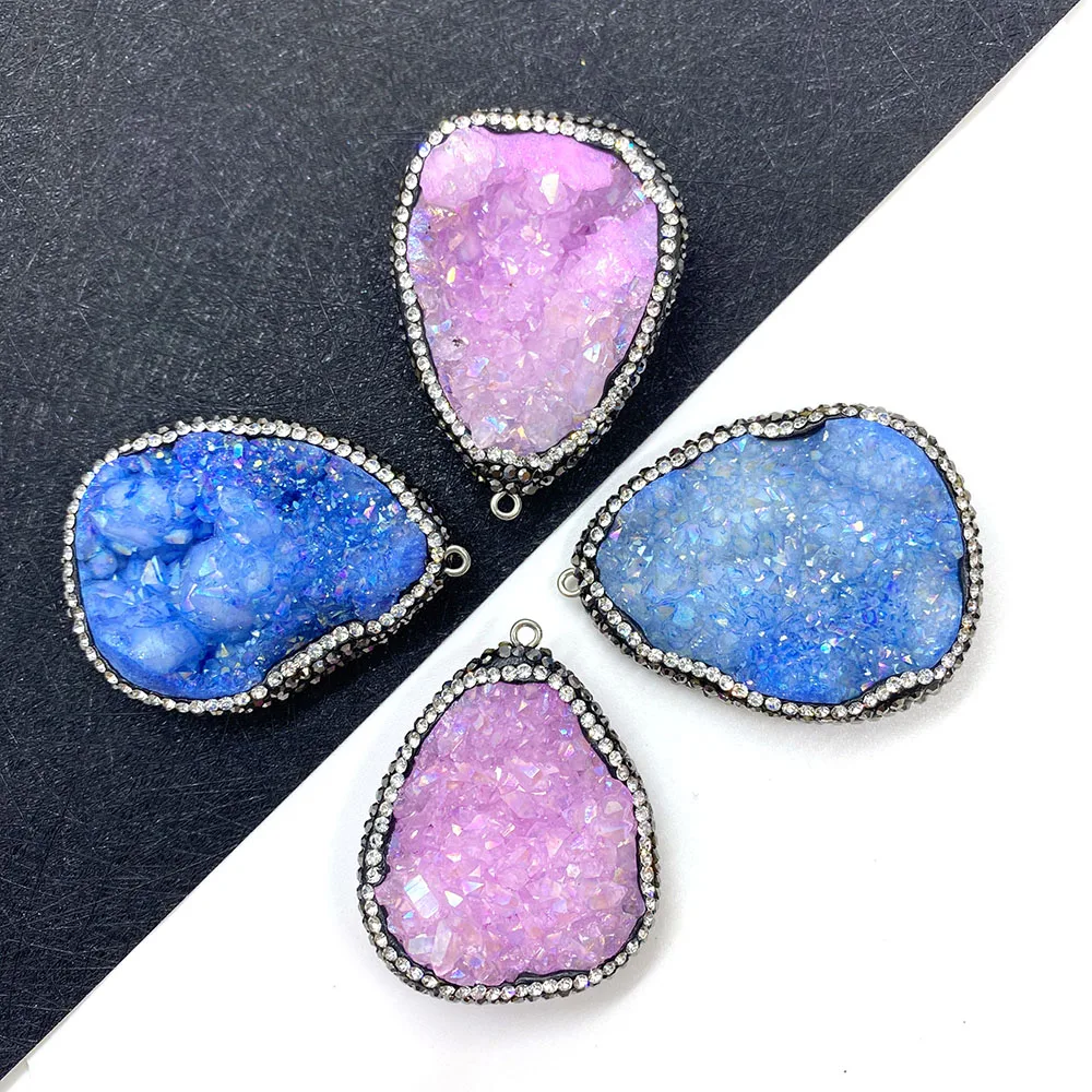 

Natural Stone Irregular Drop-shaped Crystal Pendant DIY Jewelry Making Necklace and Hand Fashion Accessories Size 35x45-45x50mm