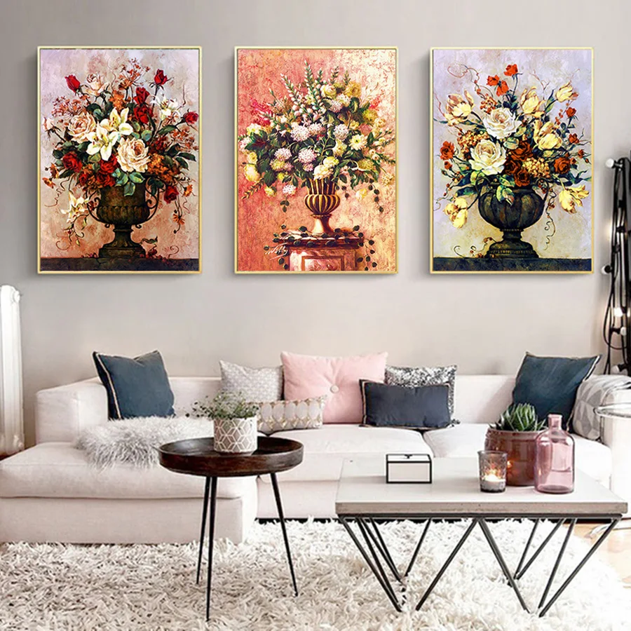 Абстрактная картина маслом с цветком на холсте художественные принты