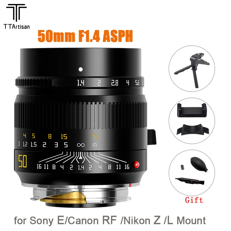 TTArtisan 50 мм F1.4 ASPH полная рамка ручной фокус объектив для Sony E Canon RF Nikon Z Sigma Lumix Leica L Mount