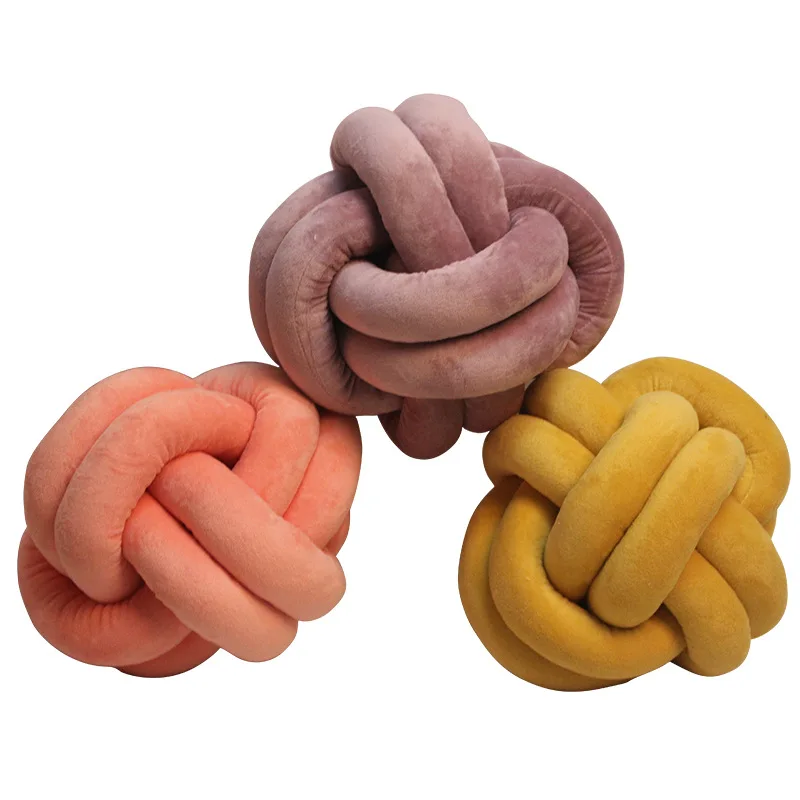 

European Style Plush Pillow Abnormity Ball Knotted Pillow Children's Bed Chair Sofa Waist Back Cushion Home Textile Decoration