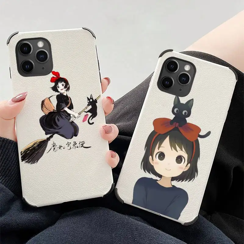 

kiki's delivery service Phone Case Lambskin Leather For iphone 12 11 8 7 6 XR X XS PLUS MINI PLUS PRO MAX Shockproof