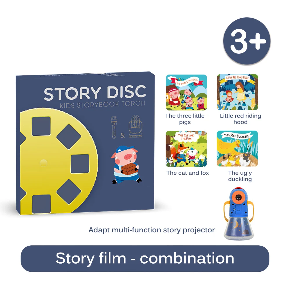 

Children Story Projector Kaleidoscope Night Light Up Baby Toys Lamp Kids Learning Educational Toys Luminous Film Disc