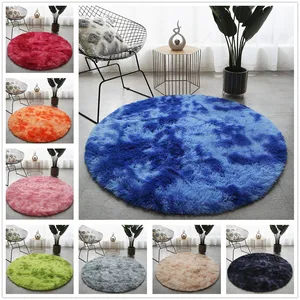round living room carpet large chair mats tie dye dark blue shaggy long hair bedroom rug children play tent mat floor area rug free global shipping