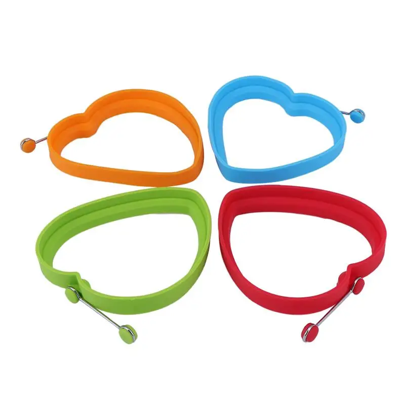 Силиконовая форма для жареных яиц в форме сердца с ручками, не прилипающая к сковороде, для готовки омлетов и блинчиков - кухонный инструмент.