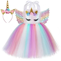 pastel sequins girls unicorn dress with wings headband outfit toddler baby girl unicorns costumes for halloween birthday dresses
