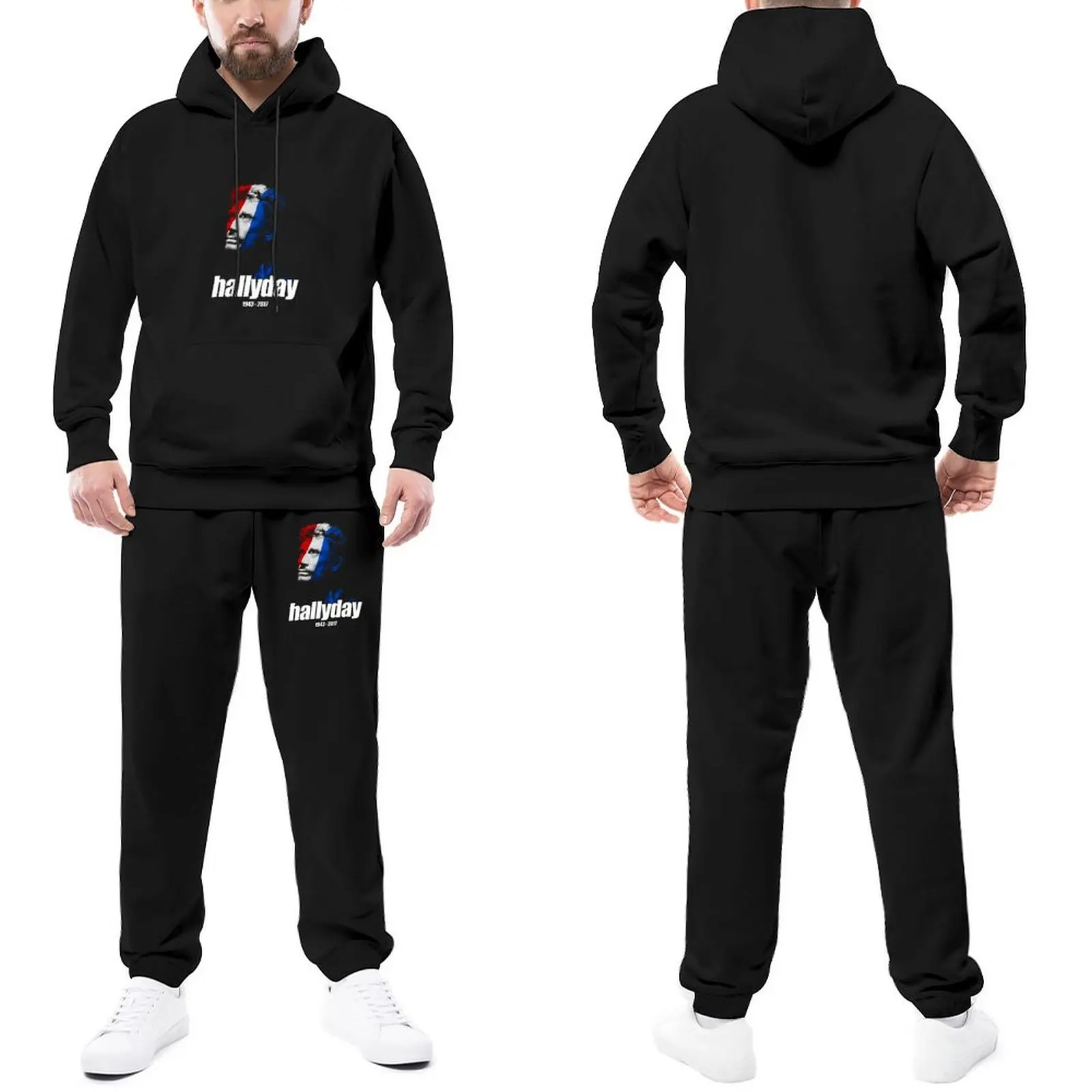 

Johnny Hallyday Tracksuit Set Johnny Hallyday Fishing Sweatsuits Men Sweatpants and Hoodie Set Hip Hop