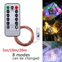 5m 10m 20m christmas lights usb powered 50 200leds remote timer control garland lights waterproof for indoor outdoor decor