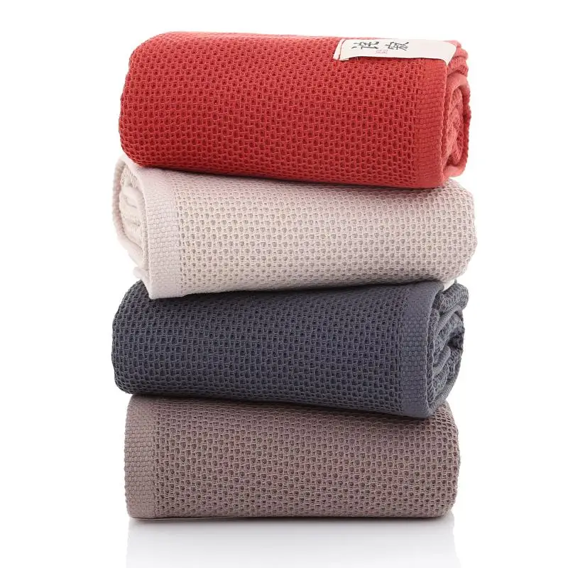 

45 70x140CM Cotton Quick-dry Towel Plaid Bath Towels Cotton Soft Dry Towels Kitchen Clean Absorbent Towels Solid Color