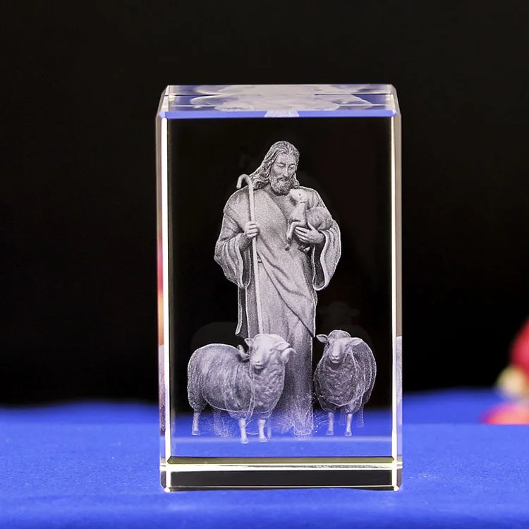 

Лазерная резьба 3D иисурь-пастырь, хрустальные ремесла для христианства, просвещение, благородство, священник, Бог, украшения, бумажный Деко...