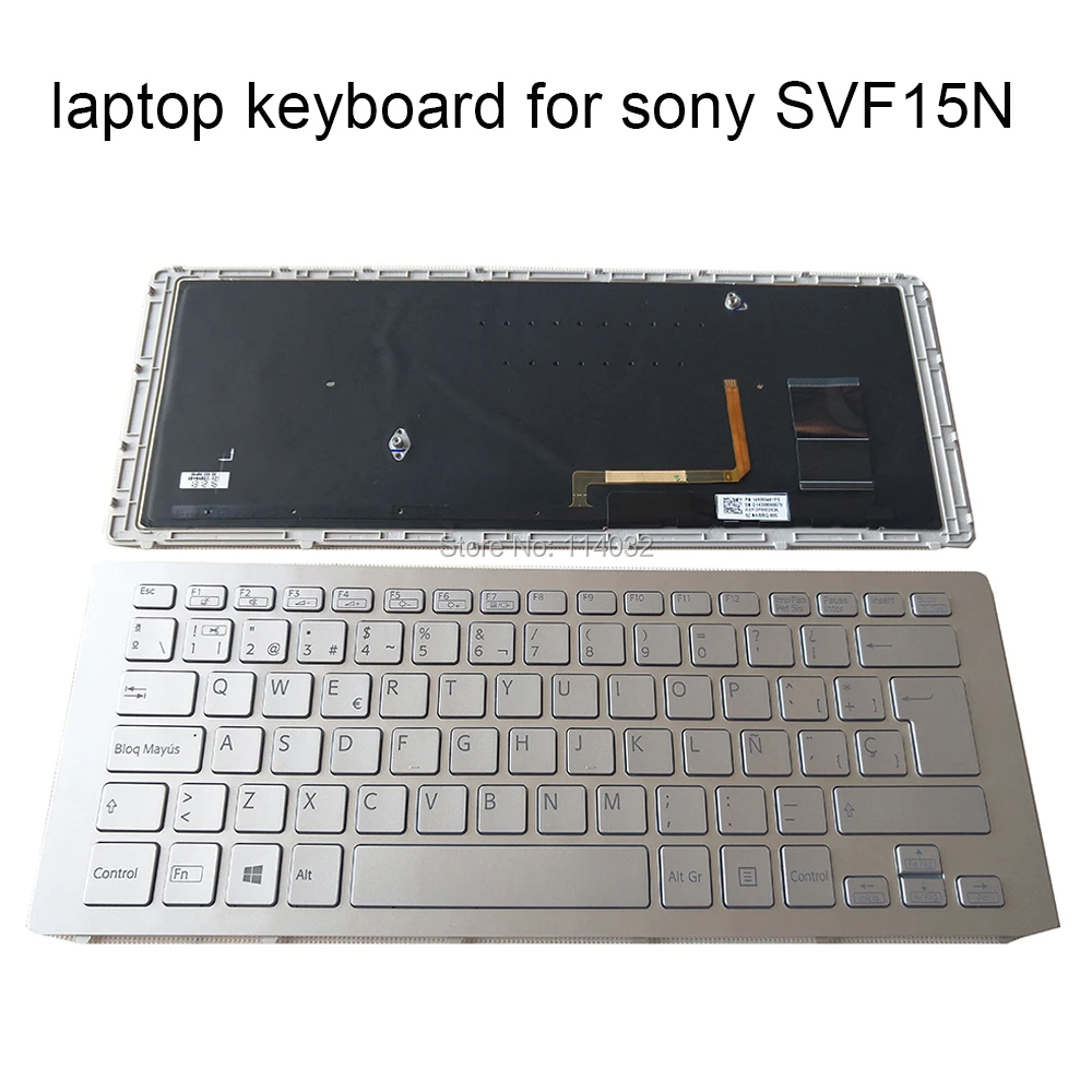 Сменные клавиатуры SVF15 с подсветкой для SONY Vaio SVF15N SVF 15N SP испанская Серебристая