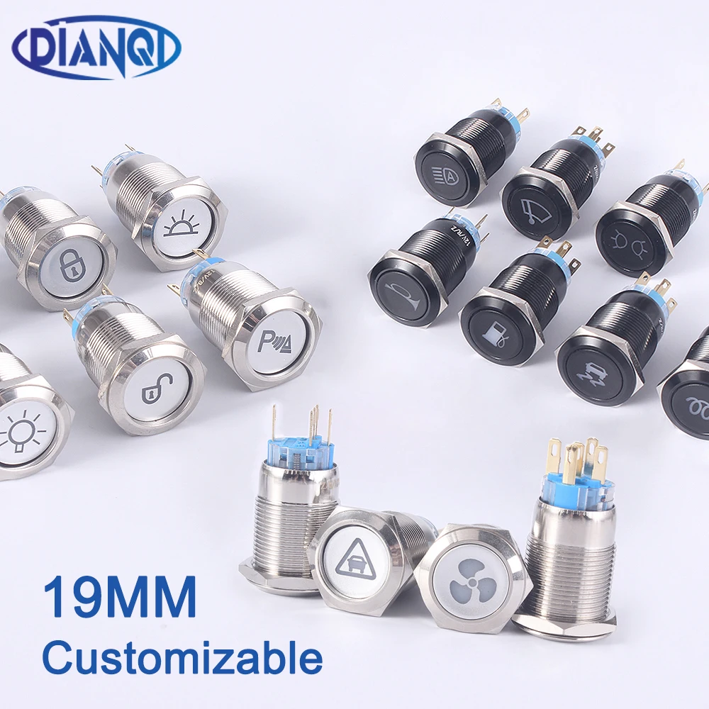 Кнопка для настройки 19 мм металлическая латунная родиевая кнопка переключателя