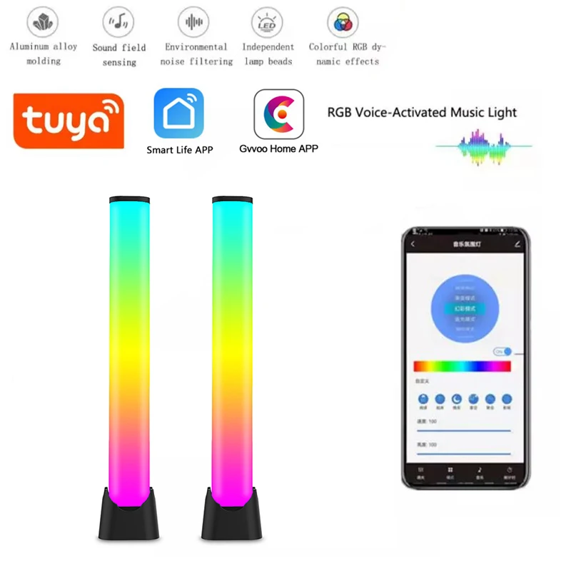 

Светодиодная ленсветильник Tuya с подсветкой в виде ритма, музыкальный прожектор для создания атмосферы, RGB подсветка с поддержкой Bluetooth, цвет...