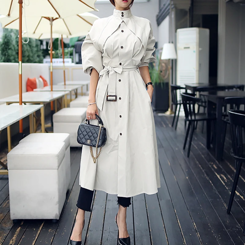 

Autumn New Arrival High Quality Women Fashion Comfortable Loose a-line Trench Coat Fashion Temperament Outdoor Warm Long Trench