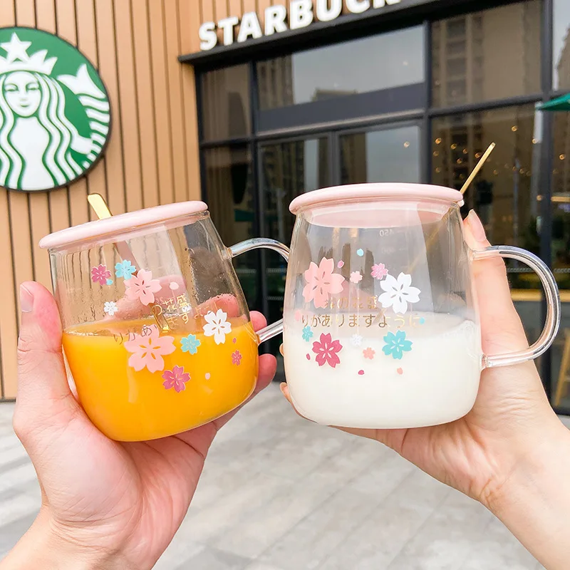 Креативная маленькая стеклянная чашка со шкалой милая крышка с ложкой чашки для