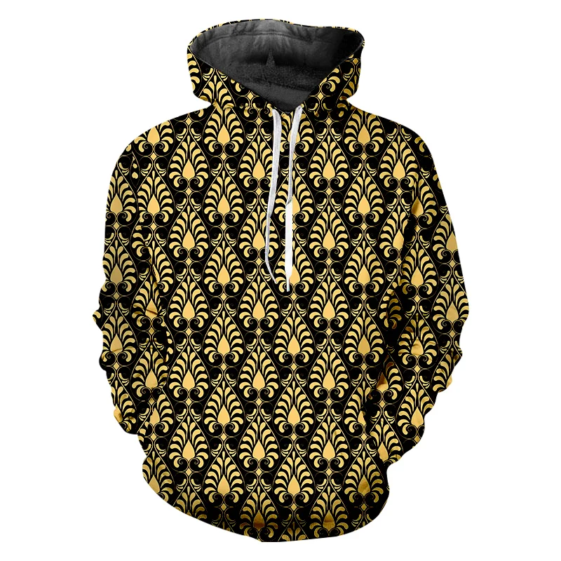 

Men's 3d Printing EU Size Baroque Style Hoodies Golden Floral Luxury Sweatshirts Men Women Plus Size Pullover Wholesale Clothing