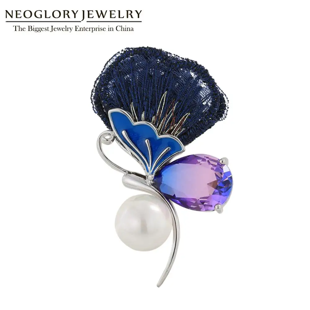 Броши Neoglory в китайском классическом стиле с бабочкой для женщин булавки жемчугом