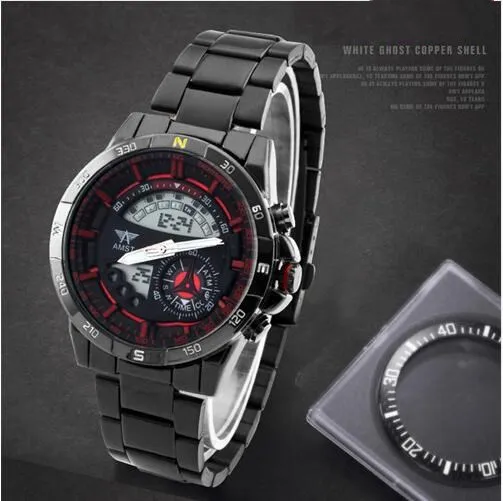 Мужские кварцевые часы с двойным жк дисплеем и датой|watch brand|watch forwatches for men |