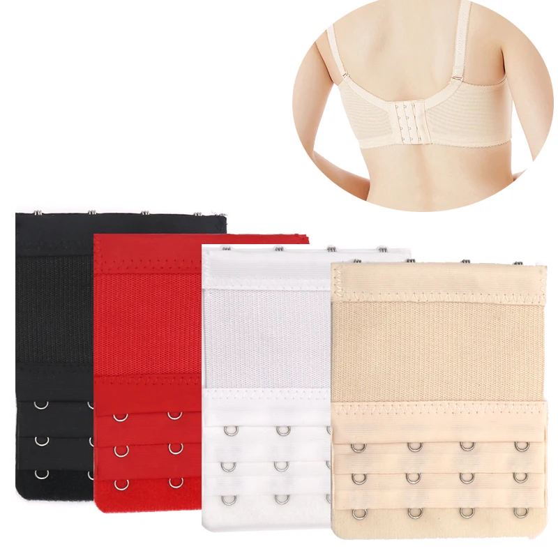 

Women 3 Row 4 Hook Bra Extension Strap Set 100-20Pcs Adjustable Female Elastic Nylon Bra Extender Hook Clip Buckle Intimates