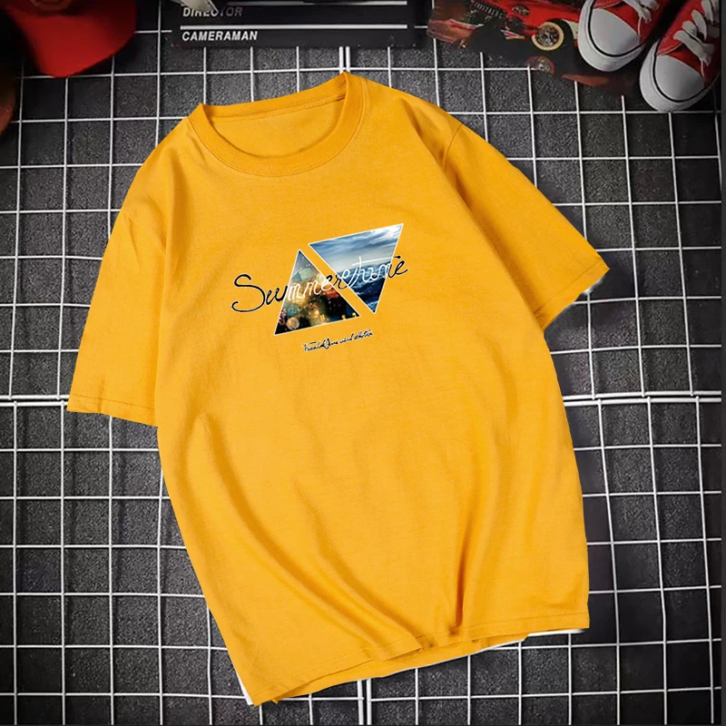 

Cotton T-shirts for Men 2021 Print Loose Short Sleeve Tshirt Hip Hop Streetwear Fashion Sudadera Hombre -neck Tees Pullover Tops
