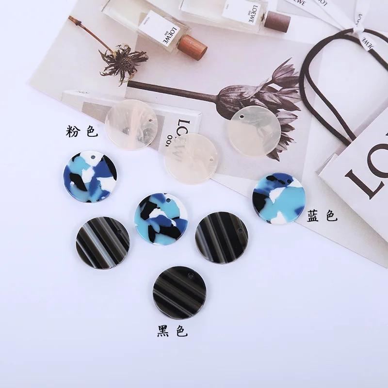 

50pcs 18mm White/blue Color acetic acid Material Round Shape charm pendant For Earring DIY Wedding Handmade Jewelry Making