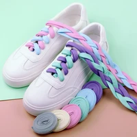 candy color shoelace classic flat double hollow woven shoe laces 110cm sports casual sneakers shoelace flat shoe laces wholsale