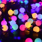 Рождественская светодиодная гирлянда в виде шара на солнечной батарее, 10 м, 5 м, IP65, водонепроницаемая Декоративная гирлянда для дома, сада, улицы, свадьбы, вечеринки, праздника