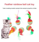 Кошачья интерактивная игрушка ball с feater, эластичный мяч, игрушки для домашних животных, кошек, собак, ABS, искусственные красочные товары для домашних животных