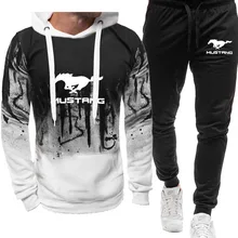 2021street Hot sale Brand sweatshirt+Sweatpant Harajuku set Ford Mustang car logo print Autumn Winter 100% cotton Hoodie set