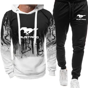 2021street hot sale brand sweatshirtsweatpant harajuku set ford mustang car logo print autumn winter 100 cotton hoodie set free global shipping